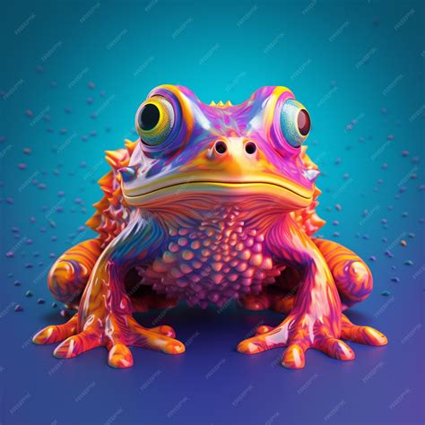 Premium Photo | Brightly colored frog with eyes and a spiky tail ...