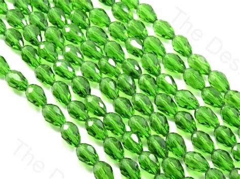 Peridot Olive Green Transparent Drop Briolette Crystal Beads At Rs