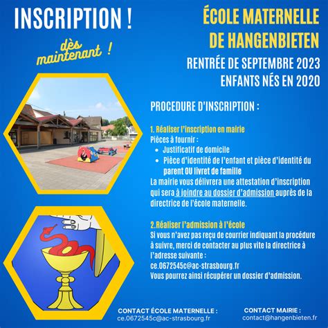 Inscription école maternelle rentrée septembre 2023 Mairie de