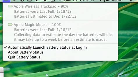 Battery Status Puts Apple Wireless Keyboard, Trackpad, and Magic Mouse Battery Life in Your Menu Bar