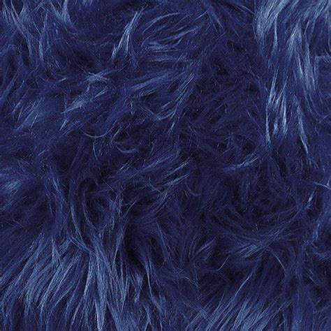 Navy Blue Faux Fake Fur Solid Shaggy Long Pile Fabric | iFabric