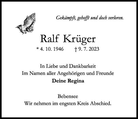 Traueranzeigen von Ralf Krüger trauer anzeigen de