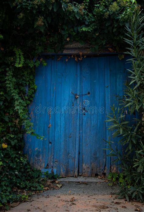 Porta De Entrada De Uma Casa Abandonada Uma Porta De Madeira Azul