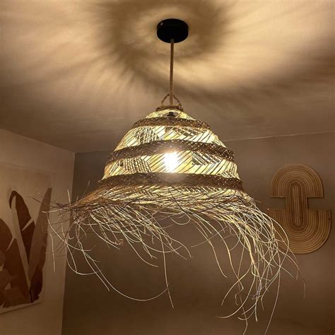 Luminaire En Paille Et Lampe Suspension Naturelle En Osier Ou Rotin