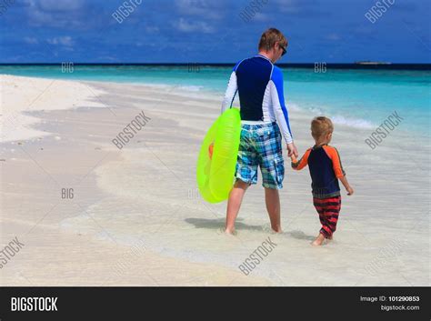 Father Son Go Swimming Image And Photo Free Trial Bigstock