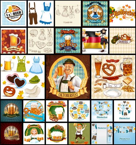 25 Oktoberfest vector clip art set | Oktoberfest, Oktoberfest hairstyle ...