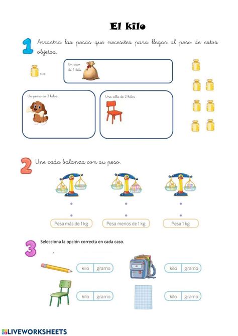 Kilo Y Gramo Ficha Interactiva Unidades De Masa Matemáticas Para