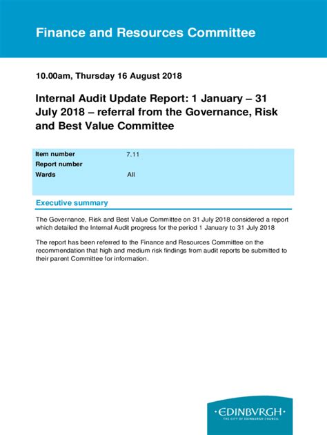 Fillable Online Internal Audit Update Report January Fax Email