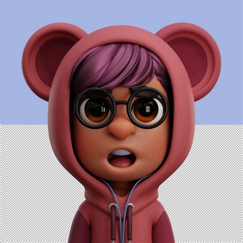 Premium PSD 3d Avatar Illustration Gamer Woman With Sweater Rabbit