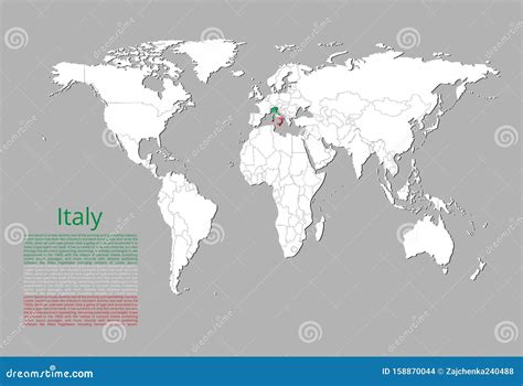 Italy Highlighted On A White Simplified D World Map Digital D Render