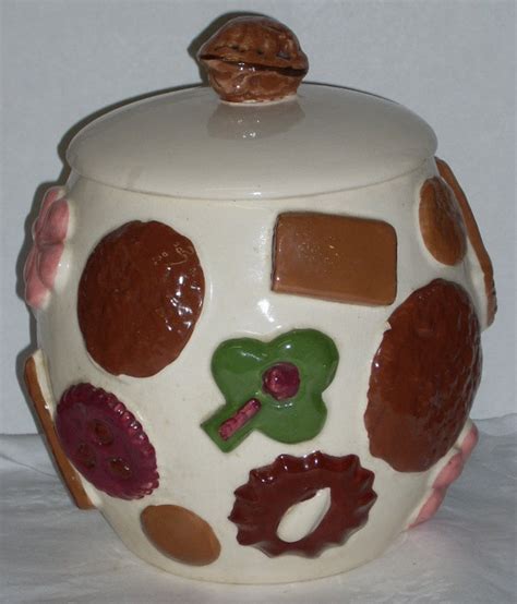 Vintage Cookies All Over Cookie Jar Lid Needs Repair Etsy