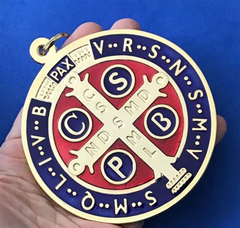 Huge St BENEDICT Medal Protection Excorism\'s Saint Medal 4” Enamel ...