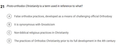 Solved 1 Proto Orthodox Christianity Is A Term Used In Chegg