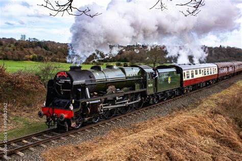 Passenger steam train in the UK Stock Photo | Adobe Stock