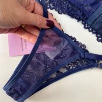 Conjunto De Lingerie De Tule Azul Marinho Dellandrea Moda Ntima