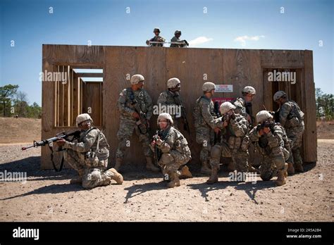 Soldiers In Basic Training Move Tactically As A Squad During Close