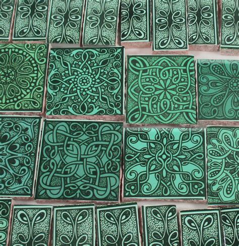 Ceramic Mosaic Tiles Shades Of Green Celtic Knot Mosaic Tile Pieces