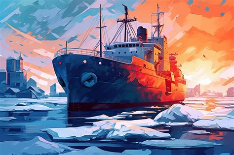 Premium Ai Image Icebreaker Ship Illustration