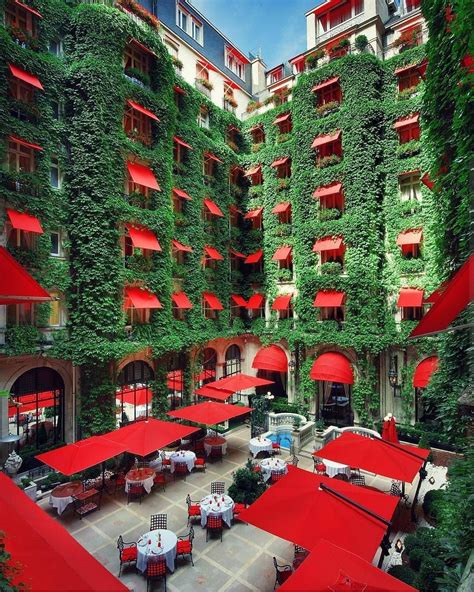 La Cour Jardin Restaurant in Hotel Plaza Athénée in Paris France