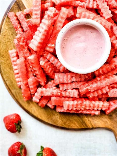 Tiktok Watermelon Fries With Strawberry Yogurt Dip Babaganosh