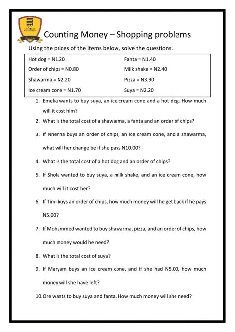 Money Word Problems Interactive Worksheet Live Worksheets Worksheets Library