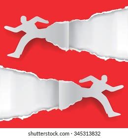 Paper Running Man Ripping Paper Paper Stock Vector Royalty Free