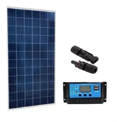 Kit Placa Solar 155w Controlador Carga 30a Par Conector Frete grátis