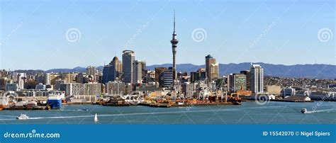 Auckland City Panorama New Zealand Stock Photo Image Of Boat Final