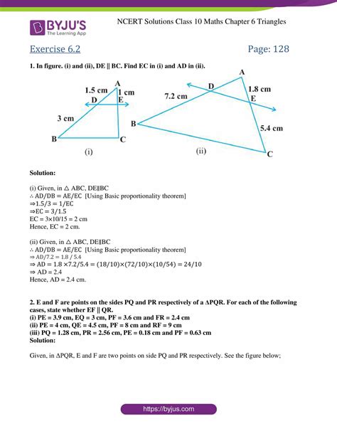 Ncert Solutions For Class Maths Exercise Chapter Triangles