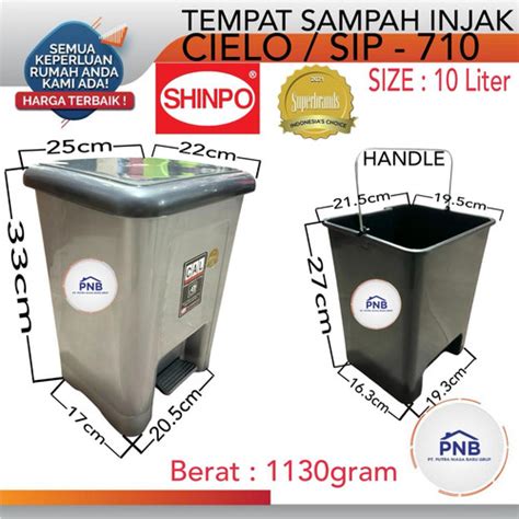 Jual Shinpo 710 Tempat Kotak Sampah 10 Liter Plastik Injak Pedal Segi