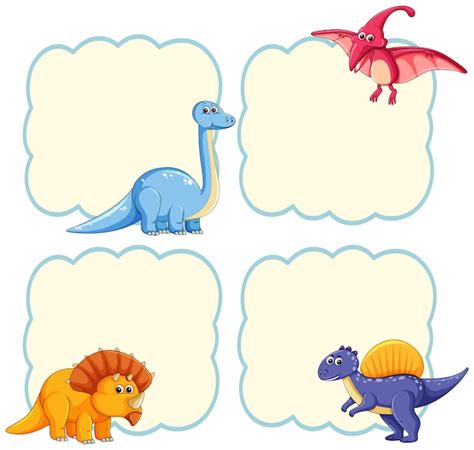 Premium Vector Cute Dinosaur Frame Template