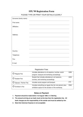 Fillable Online FPL 99 Registration Form Fax Email Print PdfFiller