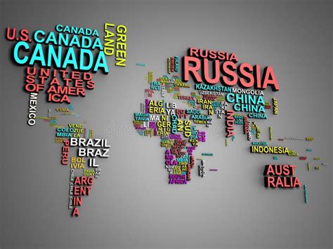 The World Map with All States and Their Names 3d Illustration on Stock ...