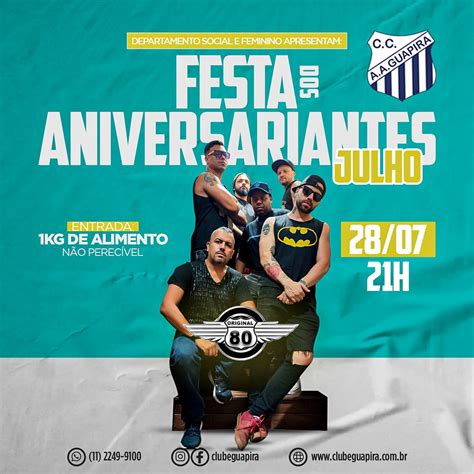 Festa Dos Aniversariantes De Julho Clube Guapira