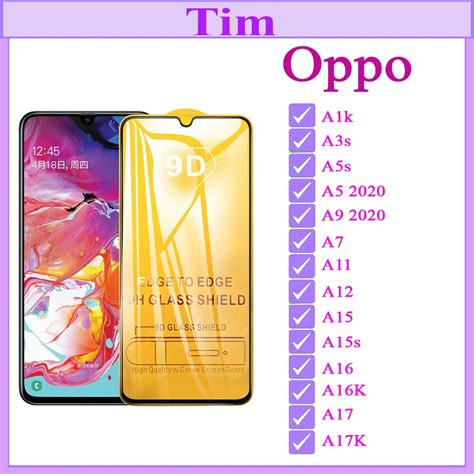 Kính cường lực 9D OPPO A1k A3s A5s A5 2020 A9 2020 A7 A11 A12 A15 A15s