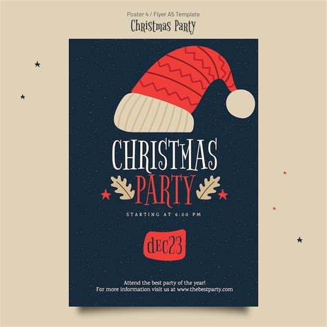 Modelo de cartaz de festa de natal de design plano PSD Grátis