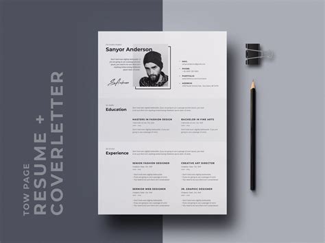 stylish cvresume template  cover letter page