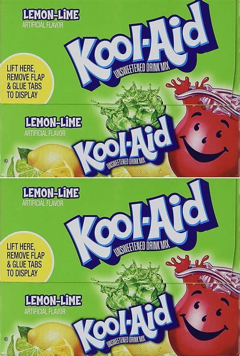 Kool Aid Lemon Lime Unsweetened Soft Drink Mix 013 Ounce Packets