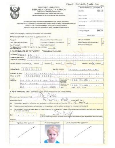 Sample Bi 73 Passport Application Form For Minors South Africa