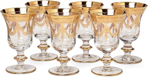 Interglass Italian Crystal Wine Glasses Vintage Design Kt Gold Hand