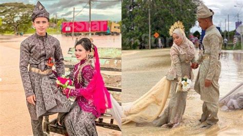 Viral Pasang Pengantin Jalani Pemotretan Di Tengah Banjir Nasib Gaun