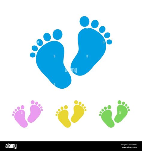 Set Of The Baby Footprints Vector Illustration Simple Footprints Of