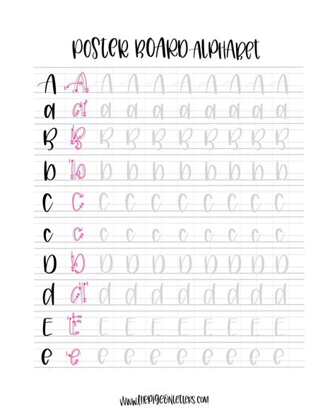 Hand Lettering Practice Sheets Posterboard Print Alphabet Uppercase