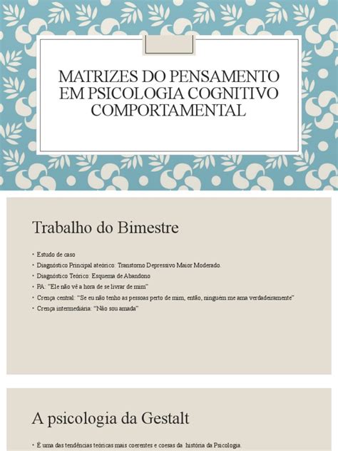 Matrizes Do Pensamento Tcc Pdf Psicologia Psicologia Cognitiva