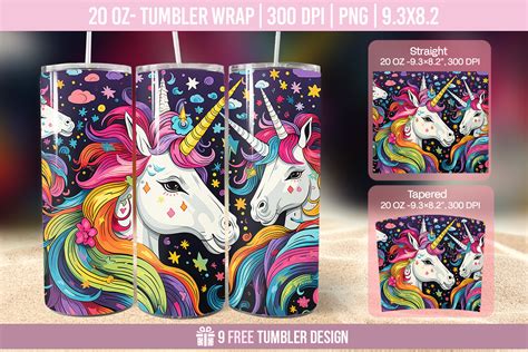 Unicorn Tumbler Wrap Sublimation Designs Graphic By Hassanaasi