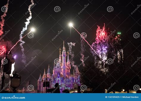 Fireworks at the Enchanted Storybook Castle at Shanghai Disneyland ...