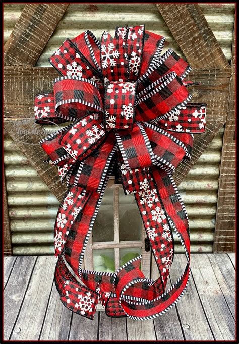 Christmas Winter Black Red Buffalo Check White Glittered Etsy