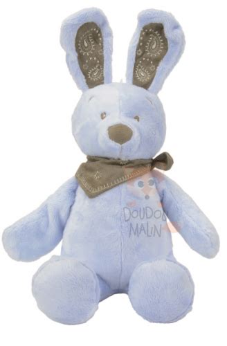 Nicotoy Collection Mon Ami Teddy Doudou Lapin Bleu Beige Bandana