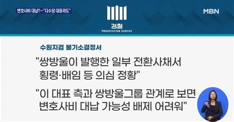 검찰 쌍방울 이재명 변호사비 대납 가능성한동훈 다수당 대표라도