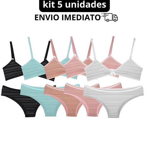 kit Conjuntos Sutiã e Calcinha Juvenil Lingerie Menina Moça Infantil Roupa de Menina Intima